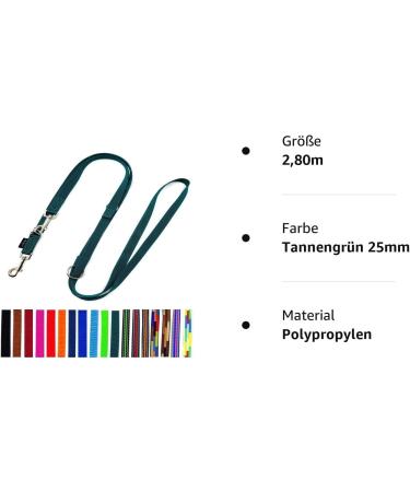 Adjustable Dog Linen Doppeleine - 2m 2.40m 2.80m 3.50m & 5m | Heavy-Duty Leash for Large Dogs - Green 25mm (2.80m) - Buy Online on GoSupps.com
