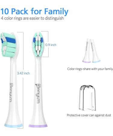 Senyum Replacement Toothbrush Heads for Philips Sonicare - 10 Pack, White | Compatible with Sonicare Electric Toothbrushes - Buy Online on GoSupps.com
