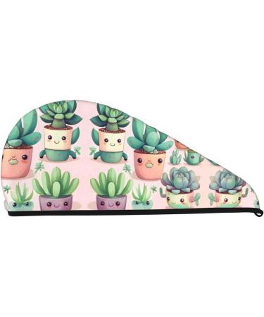 Super Absorbent Succulent Plant Dry Hair Cap for Women | Quick Dry Soft and Elastic Wrap for Long Thick Hair - Buy Online on GoSupps.com