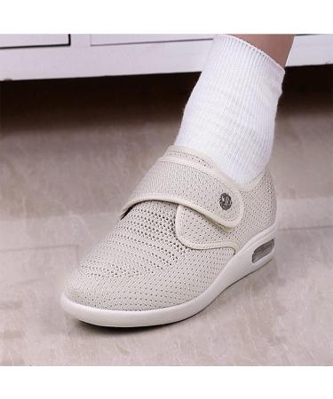 JBTNBX Women's Diabetic Shoes Wide Width Breathable Walking Sneakers 9.5 Beige - Buy Online on GoSupps.com