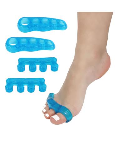 Silicone Toe Separator | Gel Toe Separators & Toe Spacers for Feet with Overlapping Toes | Hammer Toe Straightener & Bunion Corrector for Women & Men | Size 10 & Above Gel Toe Separators - Size 10 & Above (Blue)