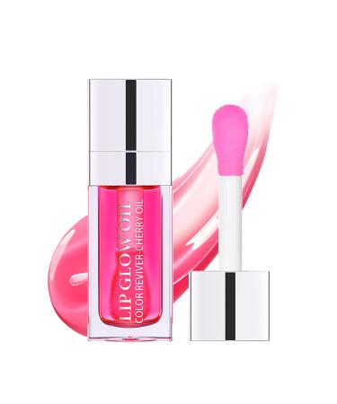 TENGLONG Plumping Lip Oil,Long Lasting Hydrating Lip Glow Oil,Nourishing Lip Glow Oil,Non-sticky Lip Oil Tinted for Lip Care and Dry Lip(Raspberry) Raspberry(#007)