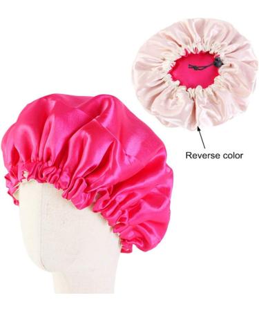 Kid's Satin Double Layered Bonnet Hat - Adjustable Elastic Night Cap for Baby Toddler Child - Rosy - Buy Online on GoSupps.com