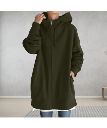 Women's Plus Size Zipper Hoodie Sweatshirt with Pockets - Army Green 5X-Large - Buy Online on GoSupps.com