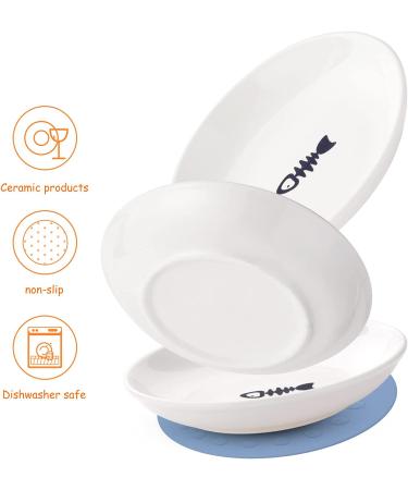Ceramic Cat Food Plates and Wide Bowls for Stress-Relief Whisker Fatigue | Cat Feeding Dishes in White & Black - Buy Online on GoSupps.com