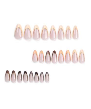 Buy Mouyouglow Press On Nails - Short Almond Nude Pumpkin with Gold Glitter | Durable Artificial Fingernails & Nail Glue - Buy Online on GoSupps.com
