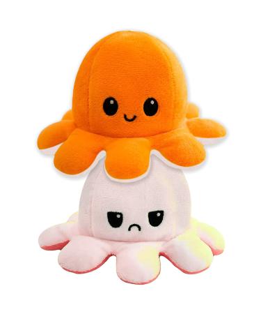 FASTEXX Octopus Reversible Plushies Express Your Mood with our Double-Sided Flip Mood Octopus Plush Reversible Octopus Plushie is Sweetest Gift for all Kids Friends Family on Any Occasion Orange