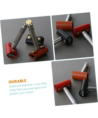 Minkissy Travel Razor Cover Case - Portable Leather Shaver Carrier for Men | Protective Razor Bag with Manual Shaver Holder - Ideal for International Shipping - Buy Online on GoSupps.com