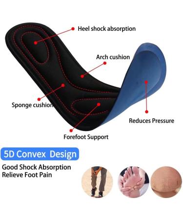 3 Pairs Memory Foam Insoles for Women - Comfort & Pain Relief Shoe Inserts - Black/Gray/Blue - Women 9-9.5/Men 7-7.5 - Buy Online on GoSupps.com