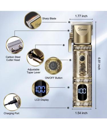 Hatteker Professional Hair Clipper & T-Blade Trimmer Set for Men - Cordless Rechargeable Grooming Kit with LED Display (Gold) | Best International Shipping - Buy Online on GoSupps.com