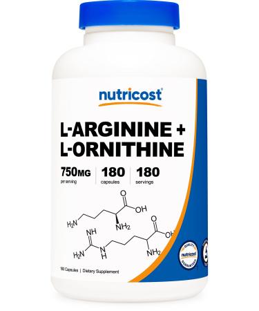 Nutricost L-Arginine L-Ornithine 750mg; 180 Capsules 180 Count (Pack of 1) - Buy Online on GoSupps.com