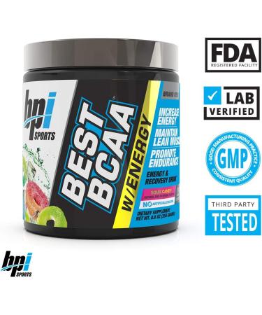 BPI Sports Best BCAA Energy Powder - Lean Muscle Building & Enhanced Performance - Sour Candy Flavor - 25 Servings, 8.8 oz - Buy Online on GoSupps.com