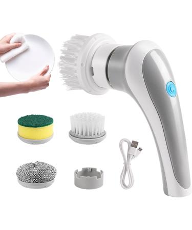 Handheld Electric Scrubber Cordless Cleaning Brush with 3 Replaceable Brush Heads Rechargeable Kitchen Cleaning Spin Brush for Shoe Brushing Dishwashing Bathroom Tub Floor Car Tile Grey - Buy Online on GoSupps.com