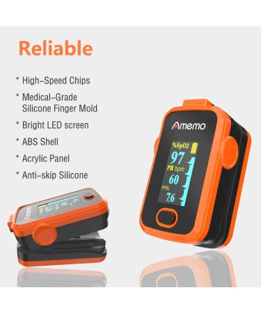 Portable Fingertip Pulse Oximeter with Plethysmograph & Perfusion Index - Accurate Blood Oxygen Saturation & Heart Rate Monitor (Red-Orange) | International Shipping - Buy Online on GoSupps.com