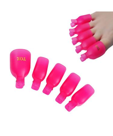 yueton Pack of 10 Reusable Toenail Nail Art Soak Off Cap Clip UV Gel Polish Remover Tool (Hot Pink)