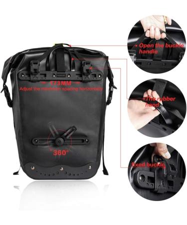 WATERFLY 25L Waterproof Bike Pannier Bag | Extensible Bicycle Rear Seat Bag with Rain Cover Ideal for Riding and Cycling | A-Black - Buy Online on GoSupps.com