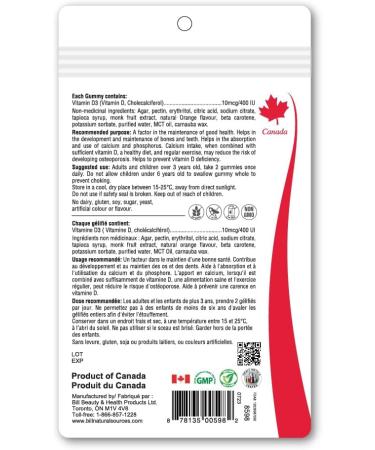 BILL Natural Sources Vitamin D3 400IU 30 Gummies - Buy Online on GoSupps.com