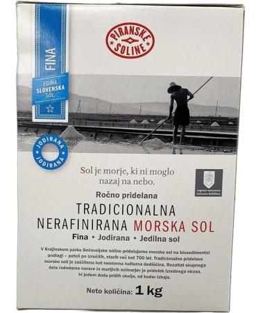 Sel de mer fin iod traditionnel non raffin (sac de 1 kg) - Sel de mer non raffin - Bon pour la cuisine et le sel de table (35 onces)