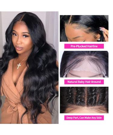 30 Inch Transparent HD Lace Front Body Wave Wig | Pre Plucked Human Hair Wig for Black Women with Baby Hair - Natural Color - Buy Online on GoSupps.com