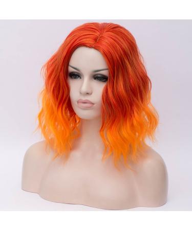 Buy Women's Short Orange Wig - 40cm Curly Imitation Real Hair for Halloween & Cosplay - Buy Online on GoSupps.com