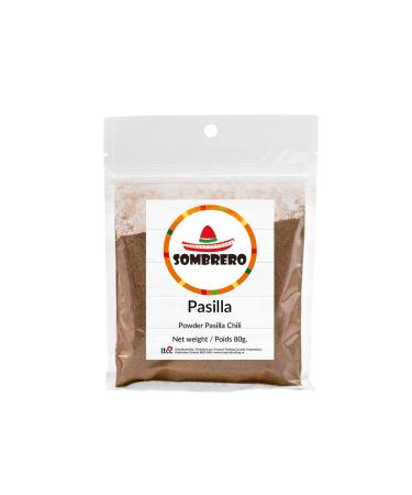 Dried Pasilla Chili Powder 80gr by Sombrero (Black Chili). Fantastic for Traditional Moles adobos Stuffed Peppers and Tamales!