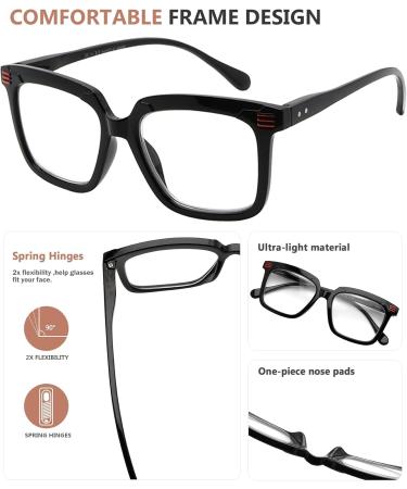 Eyekepper Oversized Rectangular Reading Glasses for Women - High Quality Black +1.00 Reading Aid - Buy Online on GoSupps.com