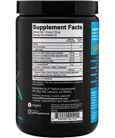 Buy 2nd Nature BCAA Lemonade - 30 Servings 9g Branched Chain Amino Acids for Muscle Growth & Recovery - Electrolyte Support Sugar-Free & Color-Free - International Shipping Available - Buy Online on GoSupps.com
