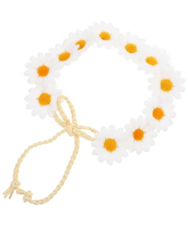 minkissy Sunflower Headband Daisy Headbands for women Floral Headband Sunflower Hair band Daisy Headband Wreath Bridal Headpiece for Wedding Party Beach (White)