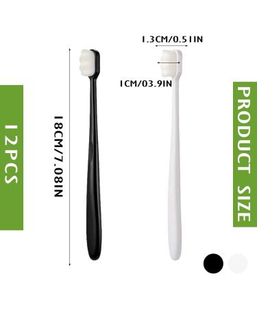 Eupsiiu 12-Piece Ultra Soft Toothbrush Set for Sensitive Gums - Extra Soft Nano Toothbrushes for Adults (White & Black) - Buy Internationally - Buy Online on GoSupps.com