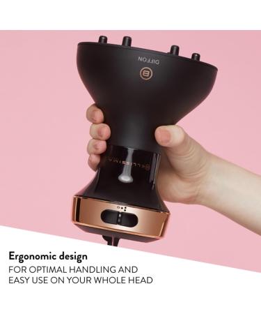 Bellissima Ceramic Diffon Hot Air Diffuser for Curly Hair | 2 Air/Temperature Combinations | Gentle Heat Technology | Frizz-Free Curls | 700W UK Plug | Black/Rosegold - Buy Online on GoSupps.com