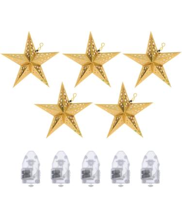 1 Set Pentagram Pendant Christmas Paper Star Lanterns Hanging Pendant Hollow Out Star Lantern Christmas Ornament Led Lantern Hanging Light Christmas Tree 3D Accessories Golden - Buy Online on GoSupps.com