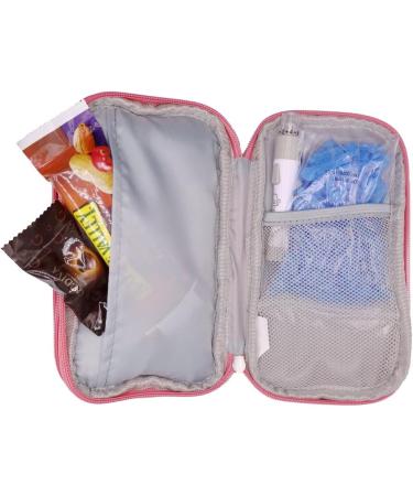 Premium Pink Diabetes Testing Kit Travel Case/ Storage Bag with Zipper - Convenient and Stylish Solution - Buy Online on GoSupps.com