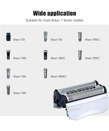 Replacement Head for Braun Series 7 - Compatible with Braun 720S 760CC 790CC - Ancable Silver - Buy Online on GoSupps.com