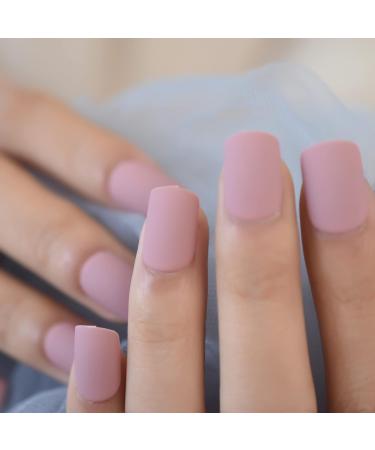 Dried Rose Matte Short Square Acrylic False Nails - 24pcs Set | International Shipping - Buy Online on GoSupps.com