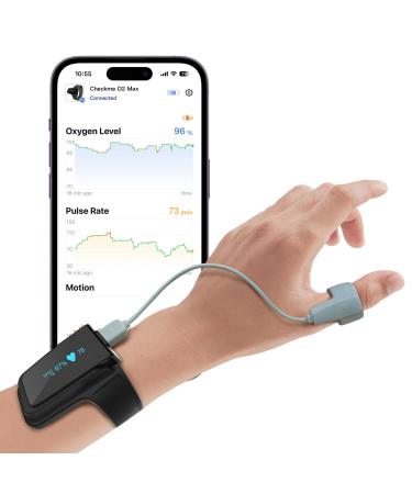 Continuous Wrist Pulse Oximeter Blood Oxygen Saturation Monitor with Smart reminder Bluetooth 72 Hours Endurance Tracking SpO2 and Pulse Rate Checkme O2 Max with PC Software & APP