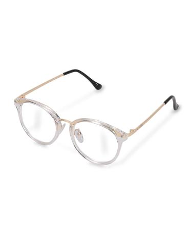 Navaris retro glasses without prescription - women men vintage 50s nerd glasses - computer nerd glasses without strength - transparent with metal iron