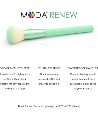 Moda Royal & Langnickel Full Size Renew 5pc Complete Makeup Brush Kit with Pouch Includes Buffer Contour Shader and Detail Brushes Mint Green BMR-CK5 - Buy Online on GoSupps.com