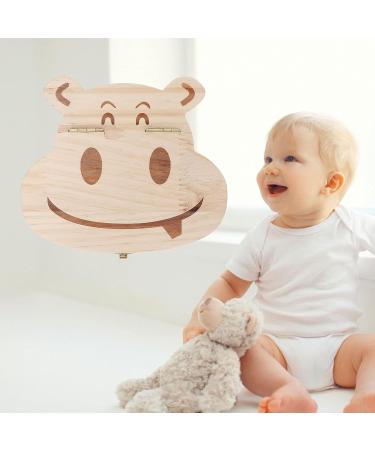Zyyini Baby Tooth Box - Wooden Kids Keepsake Organizer for Baby Teeth - Hippo Shaped with Individual Holes - Primary Teeth Memory Keeper - Buy Online on GoSupps.com