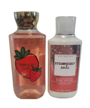 Bath and Body Works Gift Set of 10 oz Shower Gel and 8 oz Lotion (Strawberry Soda)