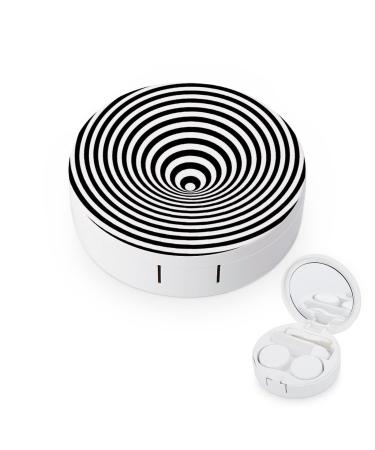 Escher Optical Swirl Impossible Optic Graphic Endless Effect Round Case For Contact Lens Kit Storage Box with Mirror Printed