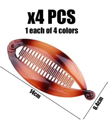 4 Pieces Fishtail Hair Clips Large Banana Hair Clips Stretchable Banana Hair Clips Colorful Hair Clips Ponytail Hair Clips Hair Accessories for Girls and Women - Buy Online on GoSupps.com