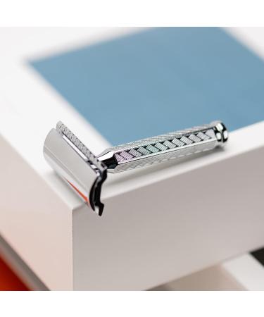 Merkur 42C Classic Razor | Hexagonal Handle | Gloss Chrome | Three-Part Closed Comb | Ideal for Wet Shaving | Made in Germany - Buy Online on GoSupps.com
