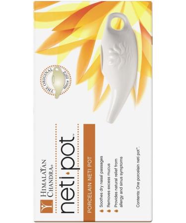 Himalayan Chandra Porcelain Neti Pot - White/Yellow | Sinus Relief Tool - Buy Online on GoSupps.com