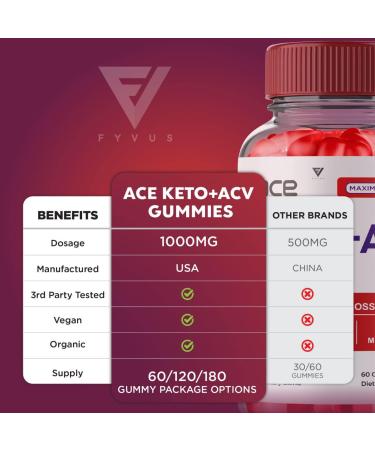 (2 Pack) Ace Keto ACV Gummies - Advanced Weight Loss with Apple Cider Vinegar - Oprah Winfrey Approved - 525mg Keto+ACV Blend with Beet Root & Vitamin B12 (120 Gummies - Buy Online on GoSupps.com