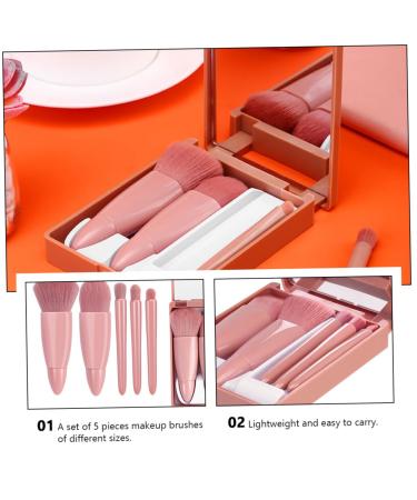 NOLITOY 5pcs Makeup Brush Set with Mirror - Mini Lipstick Kit & Face Powder Brush - Travel-Friendly Pink Cosmetic Tools for Friends & Star Room Decor - Buy Online on GoSupps.com