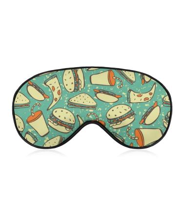 Burger- Sandwich-hot Dog Sleep Mask Eye Cover for Sleeping Blindfold with Adjustable Strap Blocks Light Night Travel Nap for Men Women