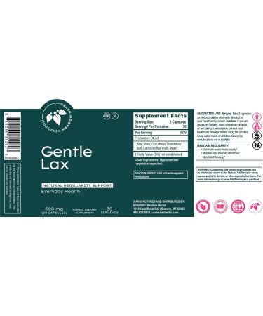 Mountain Meadow Herbs Gentle Lax Natural Herbal Laxative Gentle Relief Supports Healthy Digestion and Regularity Promotes Bowel Comfort and Detox Non-Habit Forming Colon Cleanse 500 mg (60 ct) - Buy Online on GoSupps.com