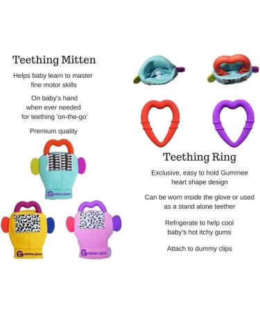 Gummee Glove Baby Teething Mitten - Detachable Toy - Premium Teething Glove for Babies 3-6 Months, Turquoise - Buy Online on GoSupps.com