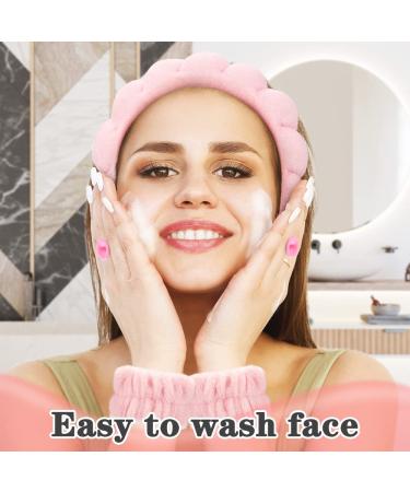FOSUYI Makeup Headband and Towels Wristbands Set for Washing Face - Pink Spa Accessories for Women - Buy Online on GoSupps.com