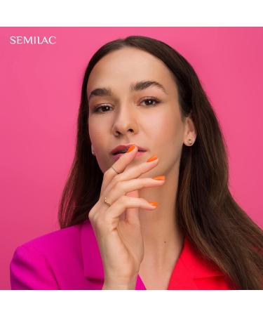 SEMILAC 433 Supporting Orange Nail UV Gel Polish | Long Lasting and Easy to Apply | Soak off UV/Led | Perfect for Home and Professional Manicure and Pedicure 7 ml - Buy Online on GoSupps.com
